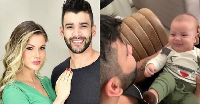 Fofura! Gusttavo Lima é flagrado por Andressa Suita paparicando o caçula, Samuel