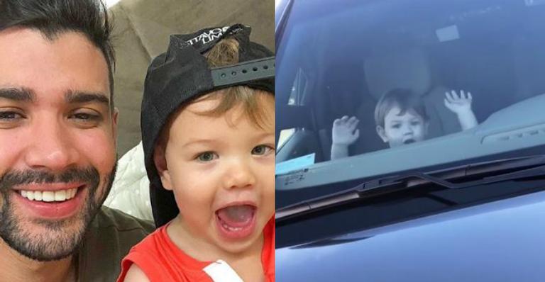 Filho de Gusttavo Lima se recusa a sair de carro de luxo do pai: ”Gosta tanto que não quer descer”