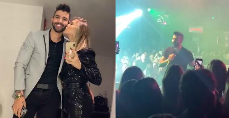 Andressa Suita passa a noite acordada em show de Gusttavo Lima e brinca: ”Já fui melhor nisso”