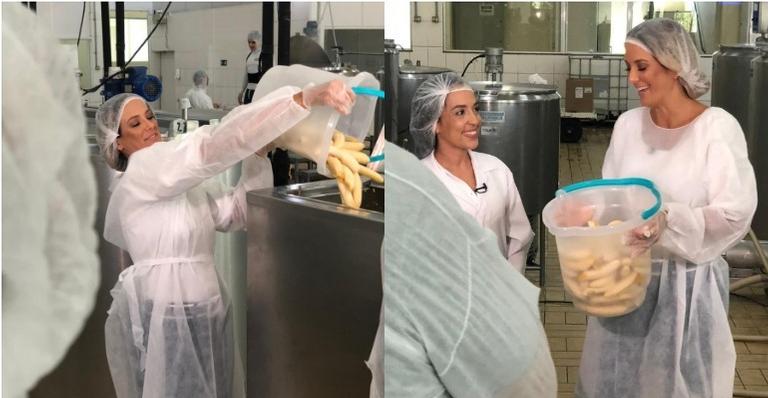 Ticiane Pinheiro se aventura em fábrica de sorvete!