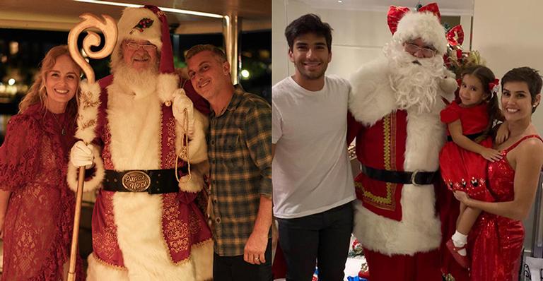 Estrelas recebem o Papai Noel em suas casas na noite de festa
