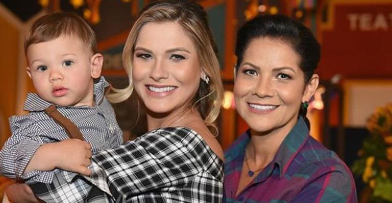 Andressa Suita registra momento fofo do filho Gabriel com a avó, Suely: ”Banho com a vovó”