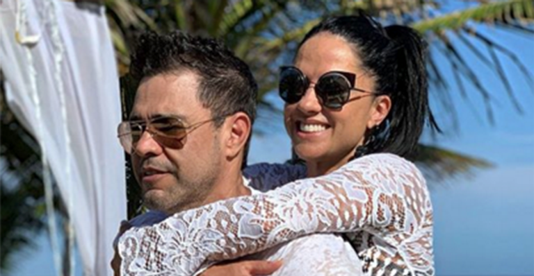 Graciele Lacerda exibe a barriga seca e Zezé Di Camargo afirma: ‘Sereia’