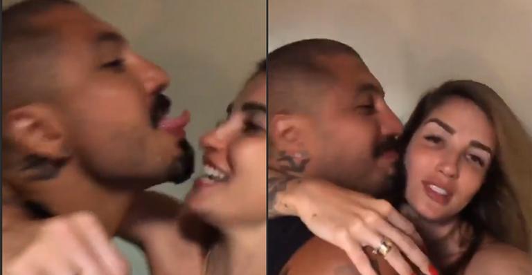 Ex-BBBs Aline e Fernando surgem dançando o hit Jenifer em cama de hotel