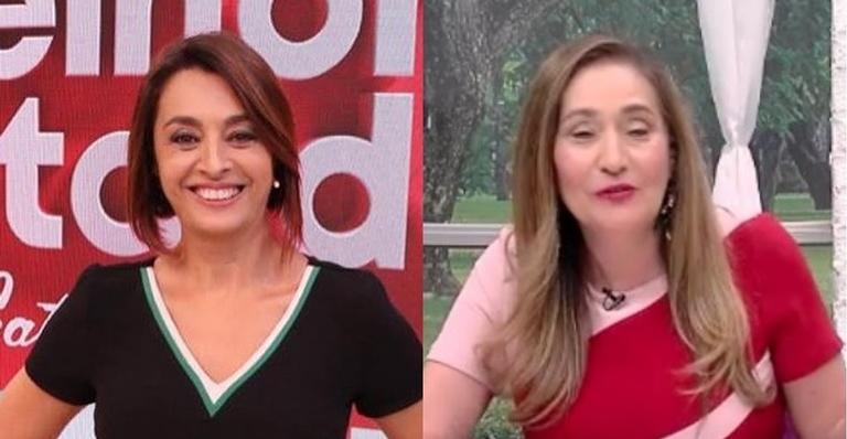 Rivais na televisão, Catia Fonseca e Sonia Abrão usam o mesmo look