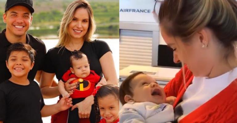 Embarcando para o Brasil, Wesley Safadão e a esposa se divertem com o caçula, Dom