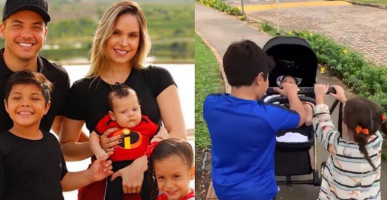 Wesley Safadão e Thyane Dantas se derretem ao mostrar carinho de Yudhy e Ysis com o caçula