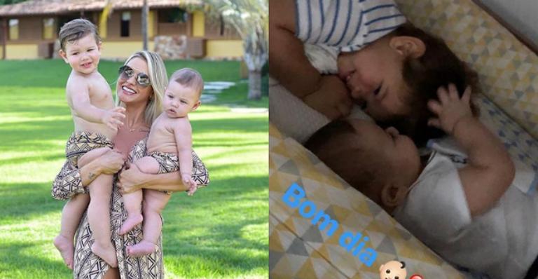 Andressa Suita mostra Gabriel acordando o irmão caçula: ”Coração transborda de amor”
