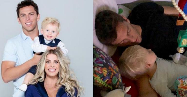 Karina Bacchi flagra o marido, Amaury Nunes, dormindo junto com Enrico e encanta fãs