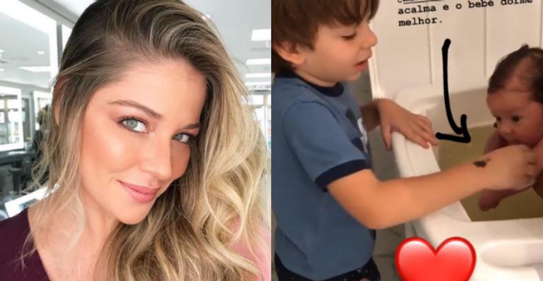 Luma Costa mostra Antônio dando banho no caçula, Eduardo, e derrete seguidores