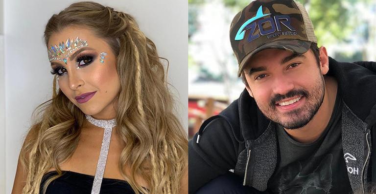 Carla Diaz troca beijos com sertanejo Fernando em camarote na Sapucaí
