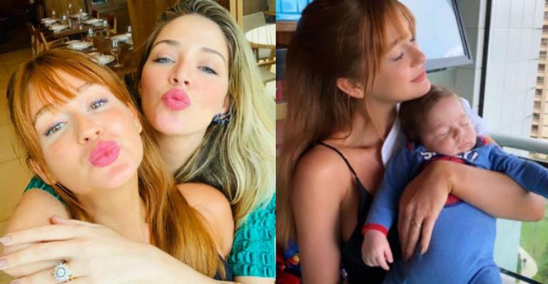 Marina Ruy Barbosa faz afilhado dormir em seu colo e Luma Costa se derrete