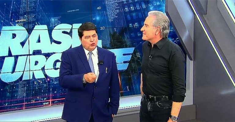 Datena fica surpreso com Roberto Justus: ‘Vai roubar meu horário?’