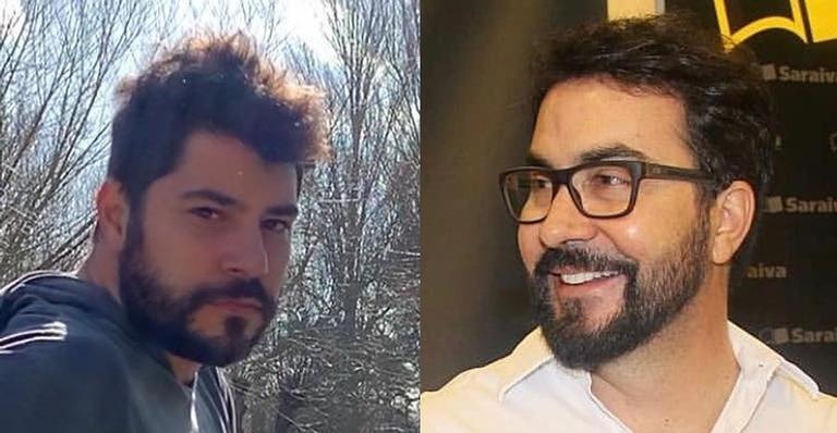 Evaristo Costa ”estampa” capa de CD e Fábio de Melo questiona: ”Este é bom?”