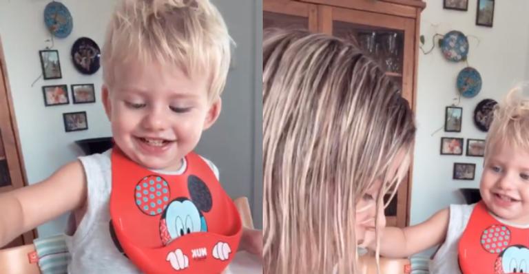 Fofura! Enrico Bacchi ‘dá café da manhã’ para a mamãe, Karina Bacchi, e encanta seguidores