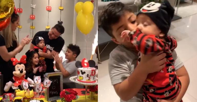 Wesley Safadão e Thyane Dantas comemoram 6 meses de Dom com festinha em família