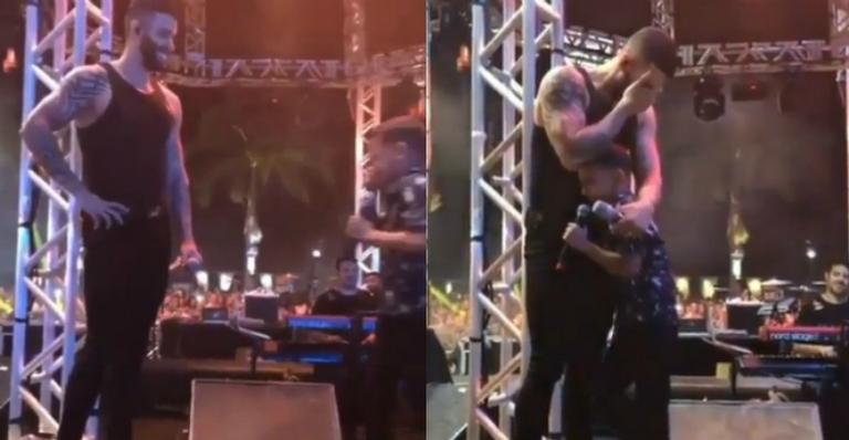 Fã mirim canta ao lado de Gusttavo Lima em show e sertanejo não segura as lágrimas