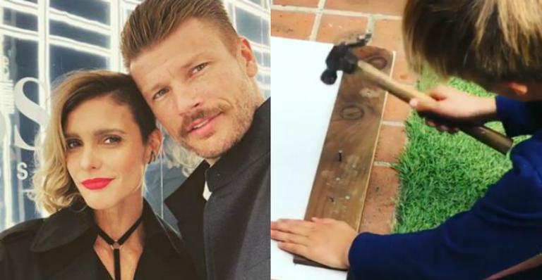 Rodrigo Hilbert e Fernanda Lima publicam raro vídeo do filho: ”Nosso marceneiro”
