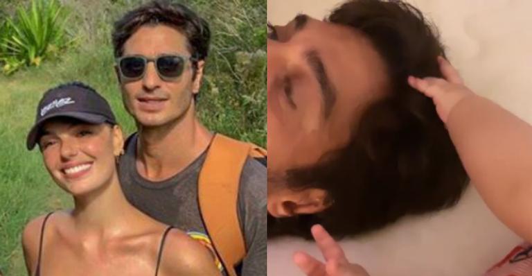 Fofura! Isis Valverde revela rostinho de Rael em momento raríssimo do bebê com papai