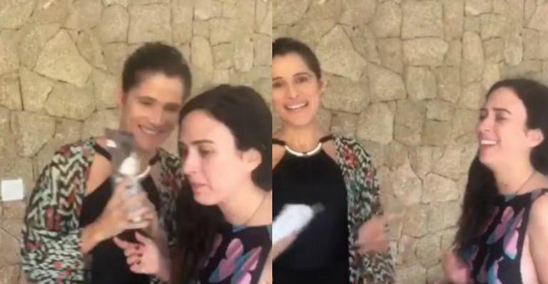 Grávida, Tatá Werneck recebe Ingrid Guimarães e mostra barriguinha real