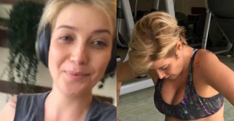 Luiza Possi treina pesado na academia e exibe barrigão de seis meses