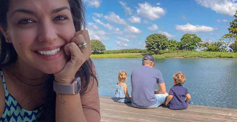 Thais Fersoza se derrete ao ver Michel Teló com os filhos