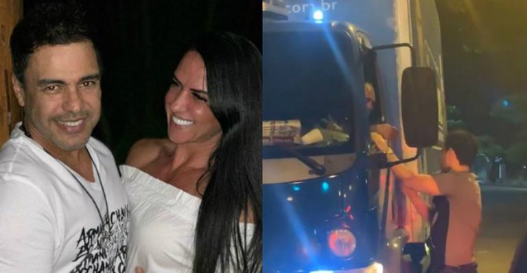 Zezé di Camargo encontra caminhão com sua foto e toma atitude inesperada