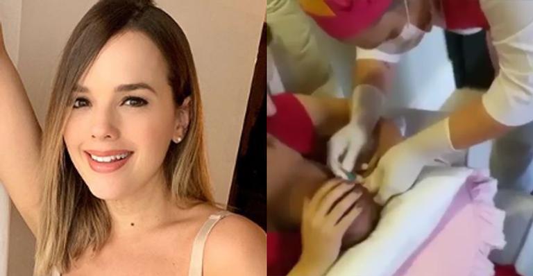 Thaeme Mariôto mostra como furou a orelha da filha de maneira ”humanizada”