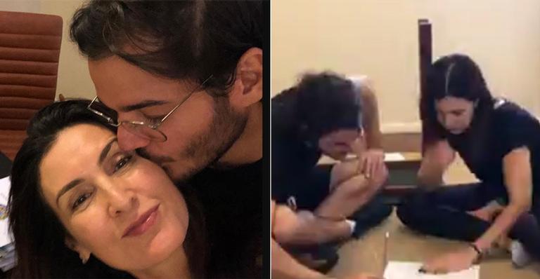Fátima Bernardes e Túlio Gadêlha montam móveis juntos e ele se derrete: ”Amor e parceria”