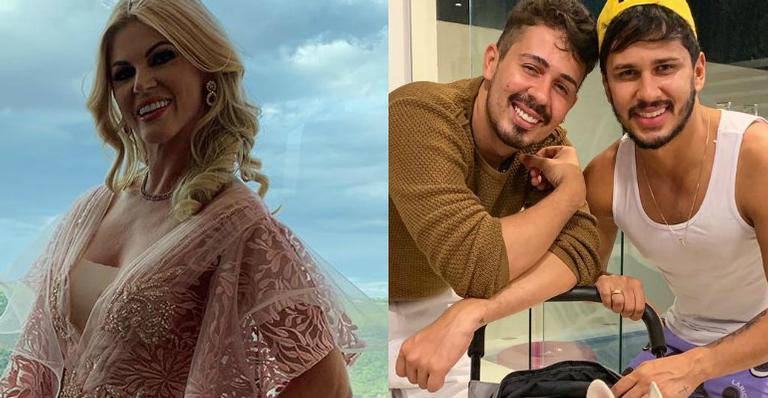 Val Marchiori surge em vestido rosa rendado para casamento de Carlinhos Maia