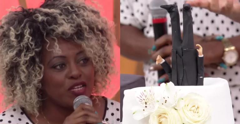 Cleusa de ‘Mala e Cuia’ surge no Encontro com Fátima e ganha bolo para celebrar a separação