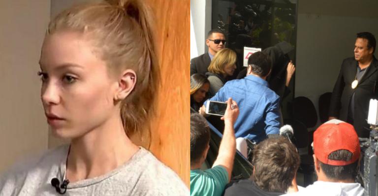 Najila Trindade se apresenta em delegacia para depor contra Neymar Jr. e evita fotos