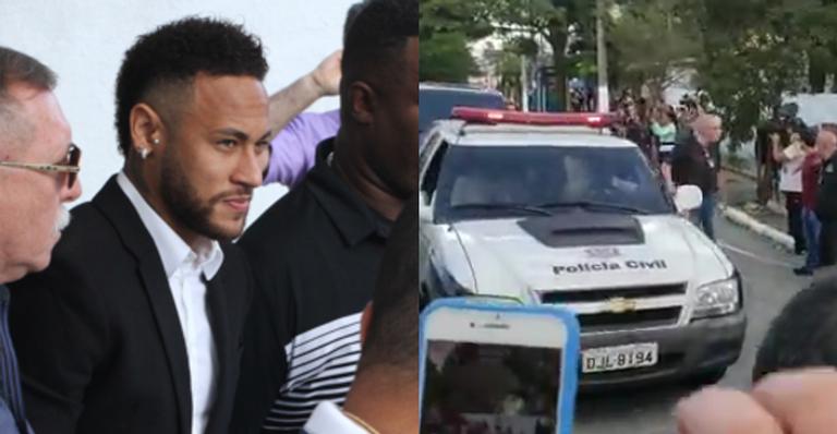 Neymar Jr chega escoltado e de muletas para depor no caso Najila Trindade