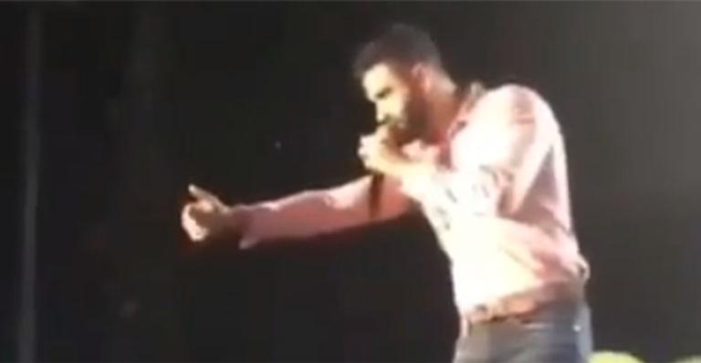 Gusttavo Lima é atingido por bebida na cara e tem atitude surpreendente