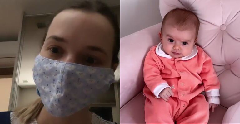 Gripada, Thaeme amamenta Liz de máscara: ‘‘Não posso ficar perto dela’’