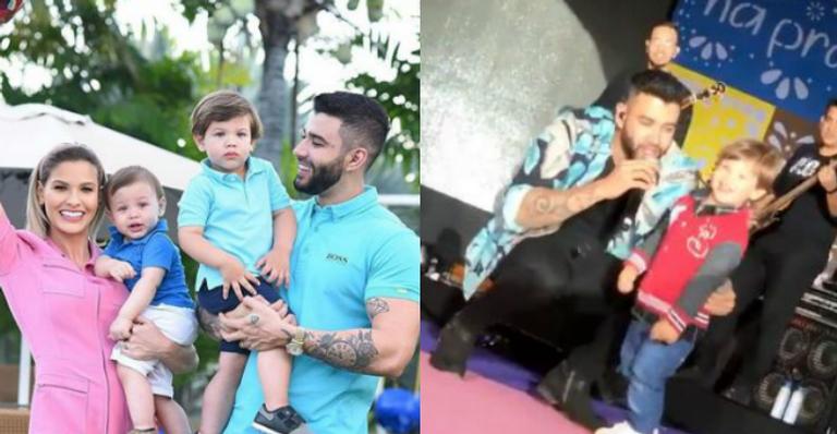 Muita fofura! Filho de Gusttavo Lima e Andressa Suita rouba a cena em show e derrete fãs