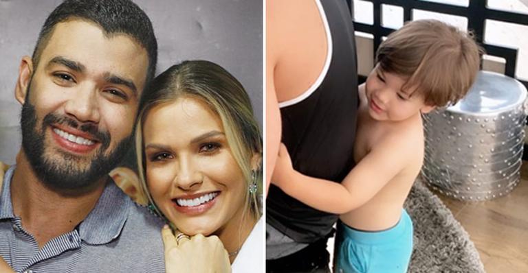 Fofura! Andressa Suita flagra momento de carinho entre Gusttavo Lima e o primogênito, Gabriel