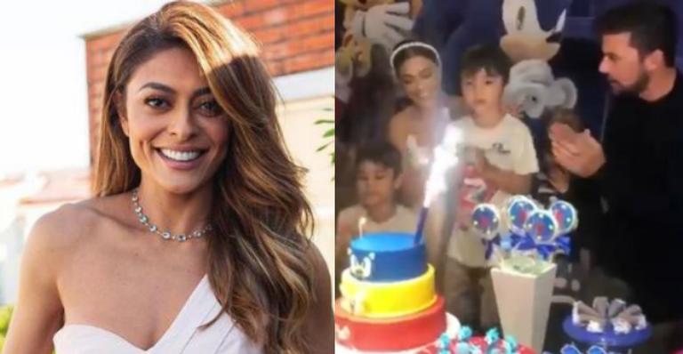 Juliana Paes faz festinha reservada para celebrar o aniversário do caçula