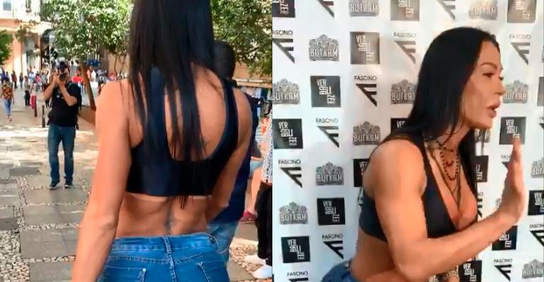 Gracyanne Barbosa caminha pelas ruas de São Paulo e causa comoção com shortinho inacreditável