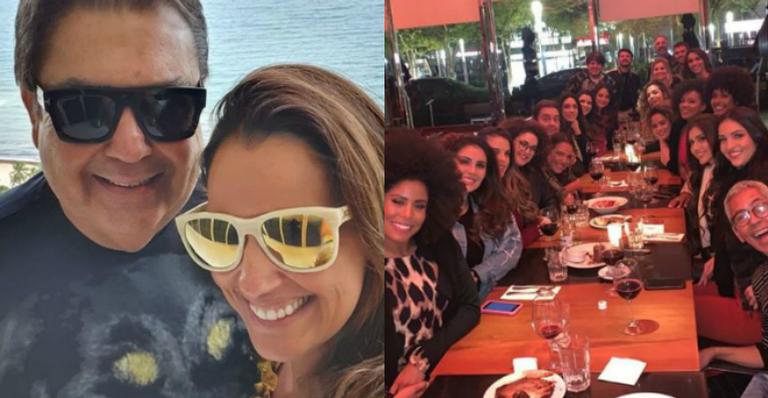 Faustão e a esposa levam equipe do ‘Domingão’ para jantar após programa