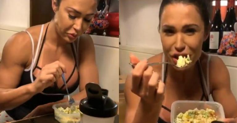 Econômica! Gracyanne Barbosa come marmitão em restaurante chique e brinca: ”Não gasto nada!”