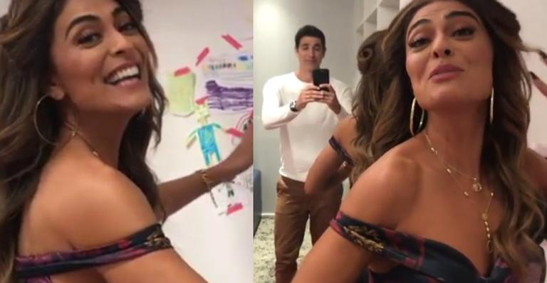 Reynaldo Gianecchini invade camarim de Juliana Paes e mostra detalhes íntimos