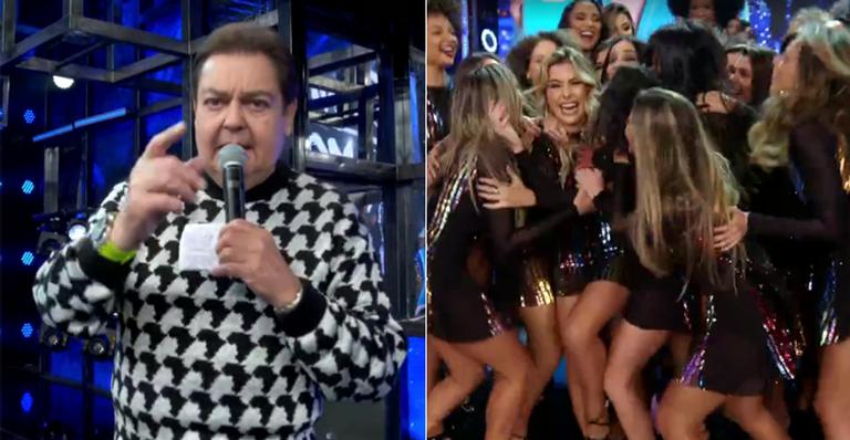 Faustão gonga bailarinas e expõe rivalidade: ”Uma quer esganar a outra”