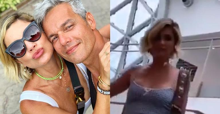 Otaviano Costa flagra Flavia Alessandra descendo escadas com vestido ousadíssimo