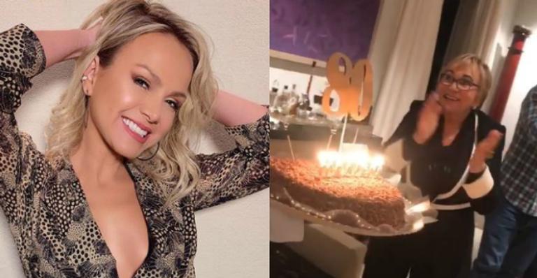 Eliana organiza festão em sua casa para celebrar os 80 anos da mãe