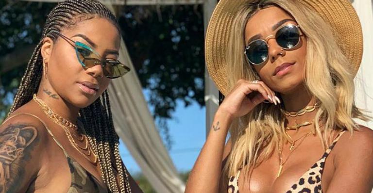 Ludmilla e a namorada rebolam de shortinho e dão tapinhas no bumbum
