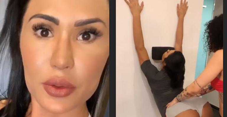 Gracyanne Barbosa assusta fãs e surge contorcida em sessão de alongamento
