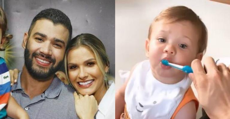 Andressa Suita diverte fãs ao mostrar reação do caçula escovando os dentes pela primeira vez