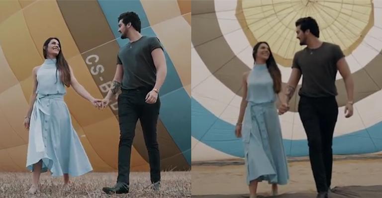 Luan Santana comove ao fazer pedido de casamento em um balão