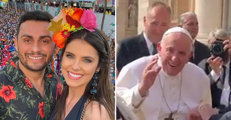 Mano Walter visita Papa Francisco durante viagem de lua de mel: ”Recebemos a bênção”